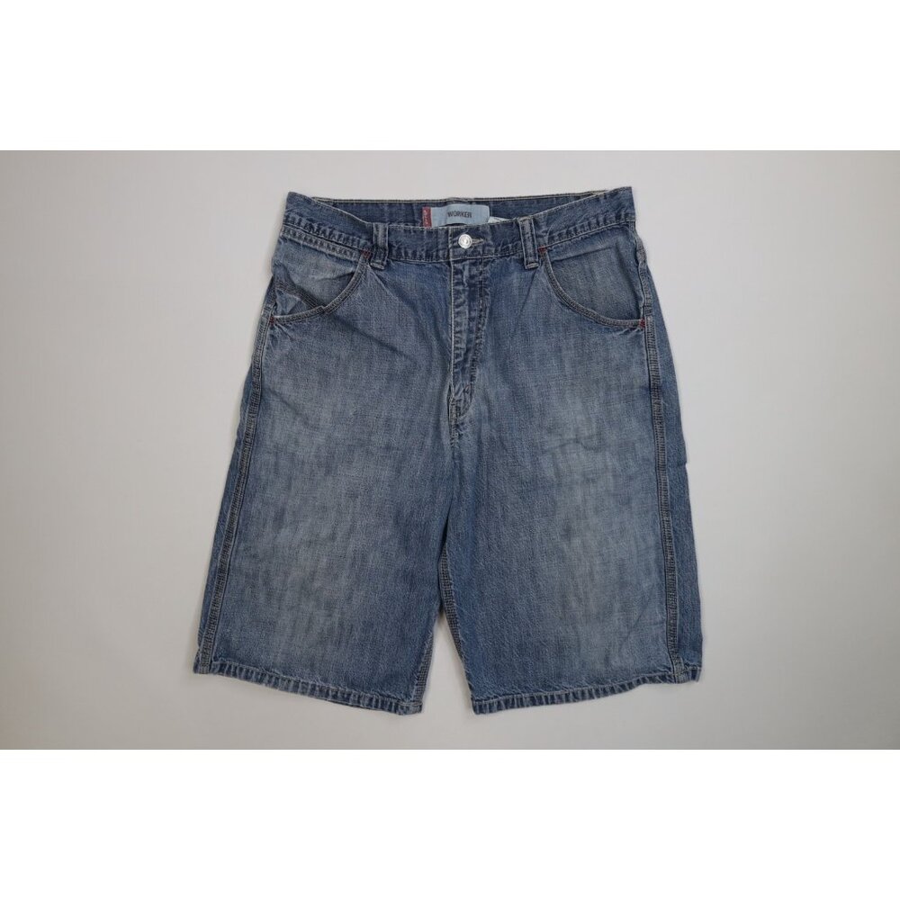 Vtg Y2k 2003 Levis Worker Mens 33 Faded Baggy Big Pocket Dungaree Denim Shorts